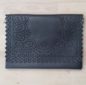 Moda Luxe Black Laser-Cut Clutch
